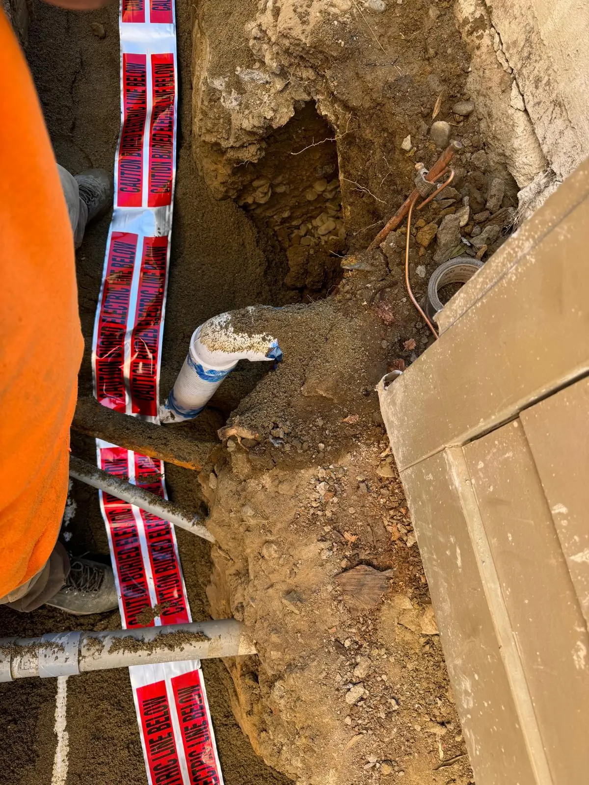 Underground electrical conduit run installed to PG&E spec by Vertex General Contractor